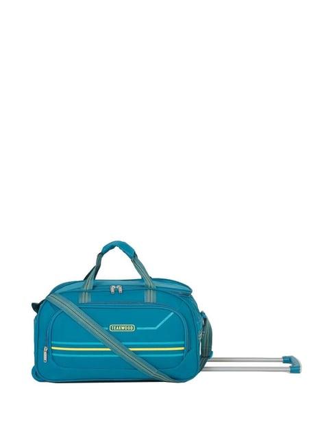 teakwood leathers teal small duffle trolley bag