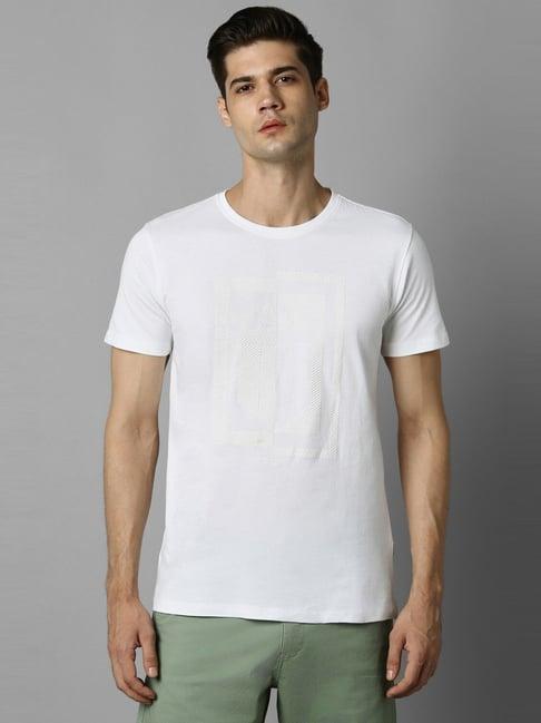 louis philippe jeans white cotton slim fit t-shirt