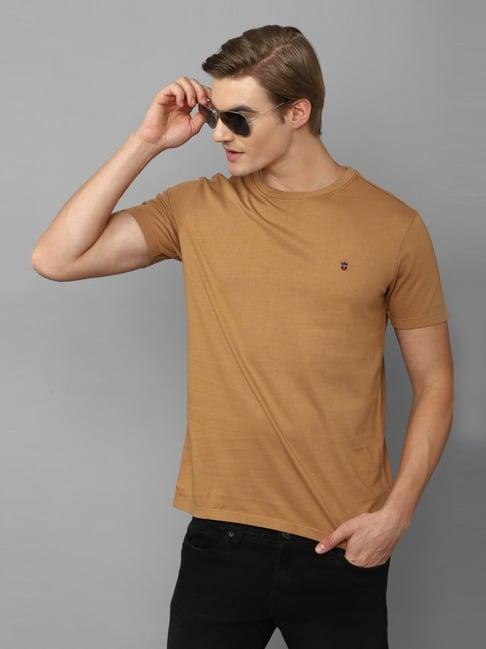 louis philippe jeans brown cotton slim fit t-shirt