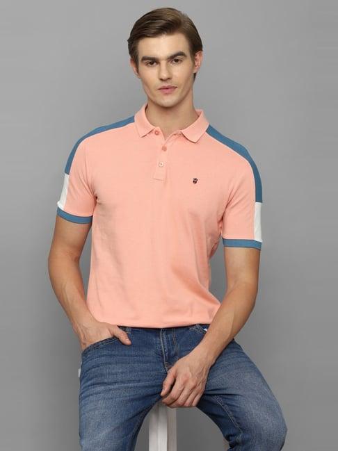 louis philippe jeans pink cotton slim fit printed polo t-shirt