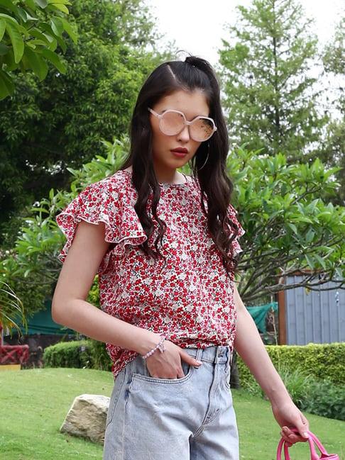 sera fuchsia floral print top