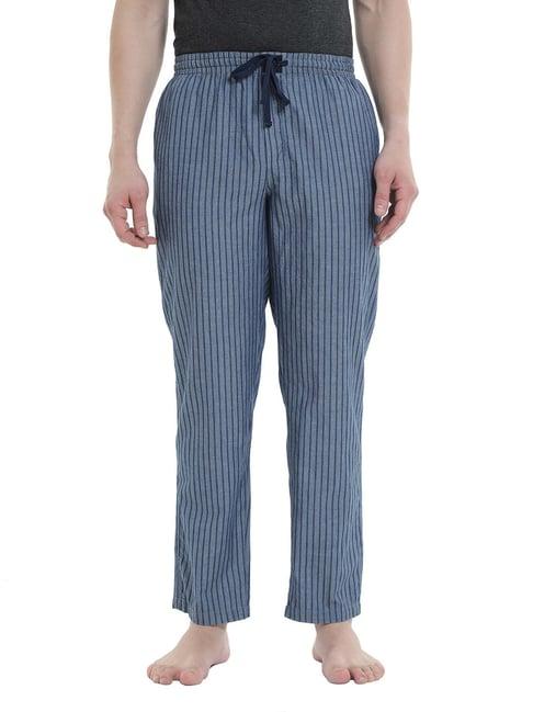 don vino blue regular fit striped lounge pants