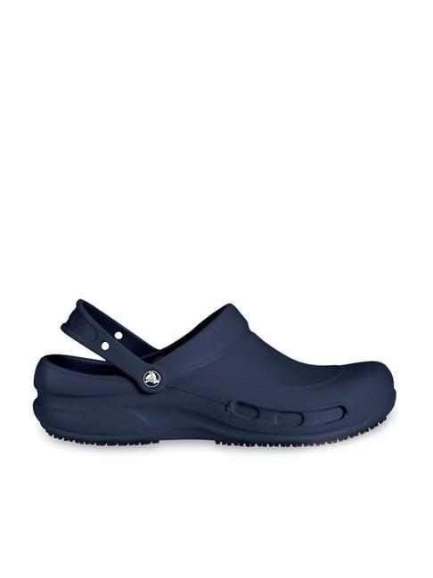 crocs men's bistro navy back strap clogs