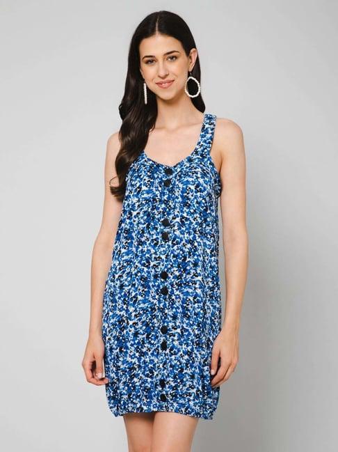 purys blue printed shift dress