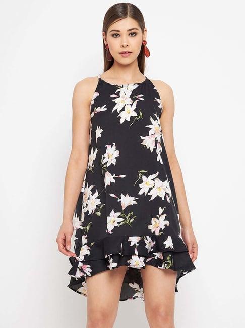 purys black printed a-line dress