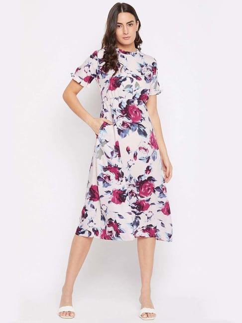 purys white printed a-line dress