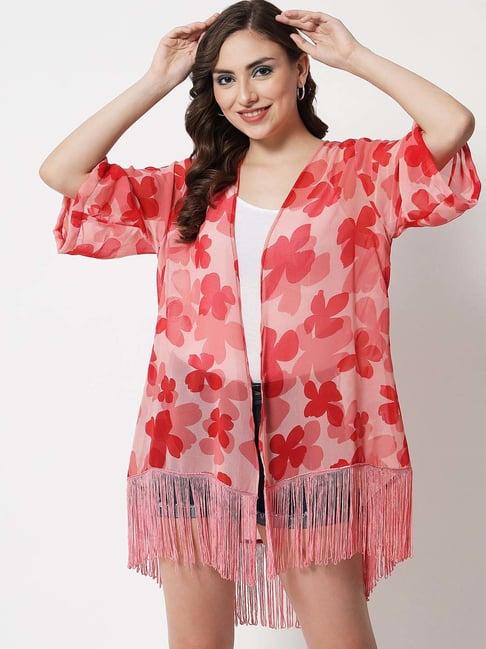 purys pink & red printed shrug