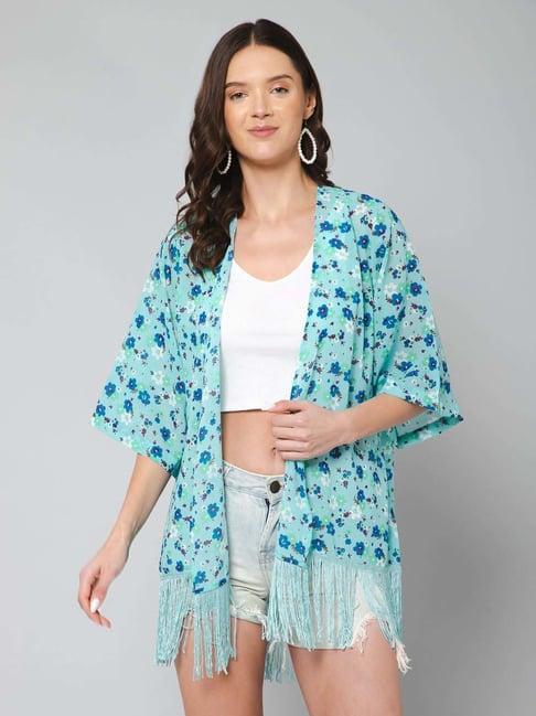 purys blue printed shrug