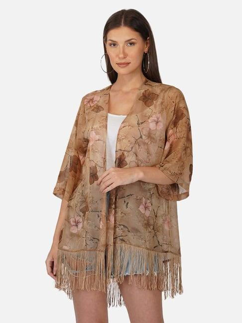 purys brown printed shrug