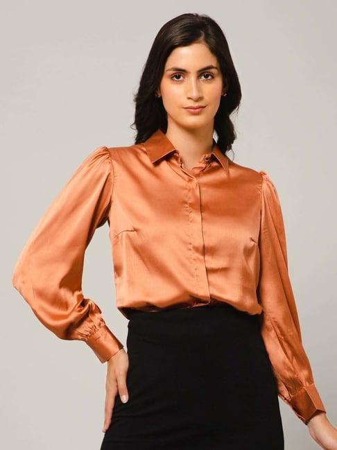 purys orange regular fit shirt