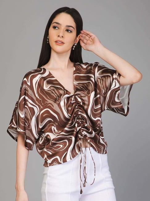 purys brown printed top