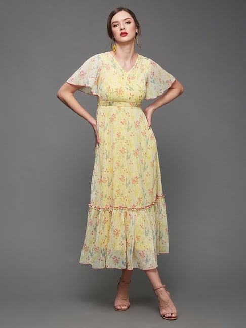 miss chase yellow floral print maxi dress