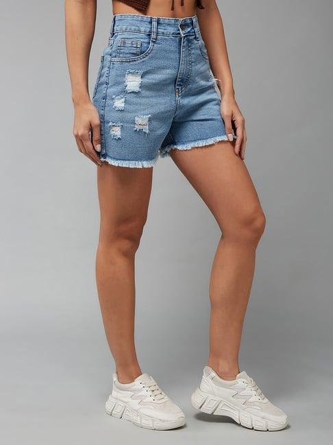 miss chase blue distressed denim shorts