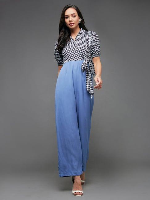 miss chase blue check jumpsuit