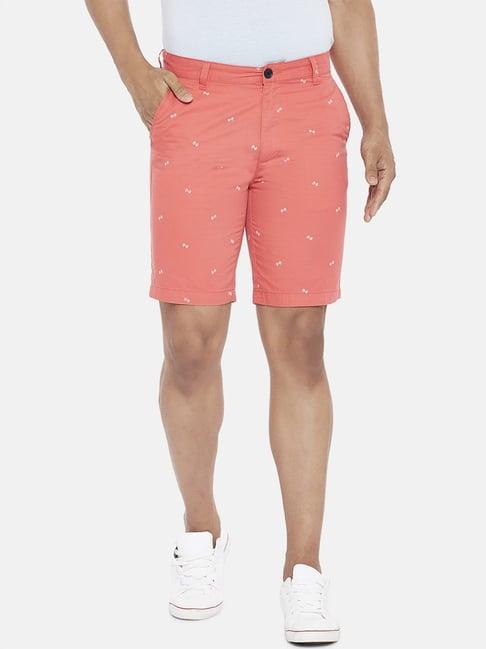 byford by pantaloons coral cotton slim fit printed shorts