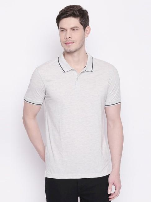 byford by pantaloons oat melange slim fit polo t-shirt