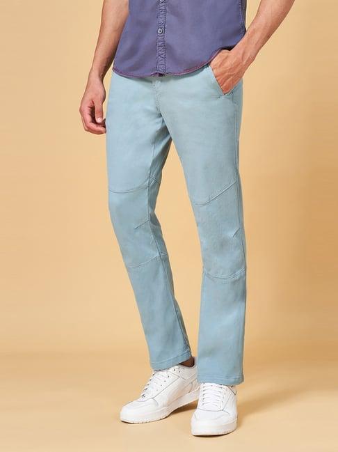 urban ranger by pantaloons blue slim fit trousers