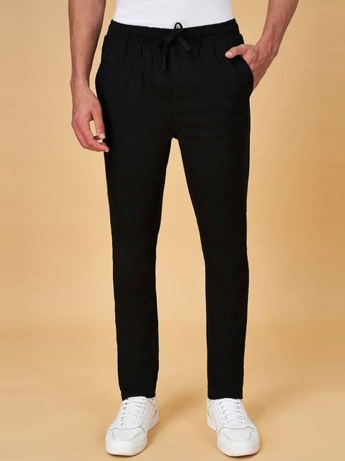 urban ranger by pantaloons black cotton slim fit trousers