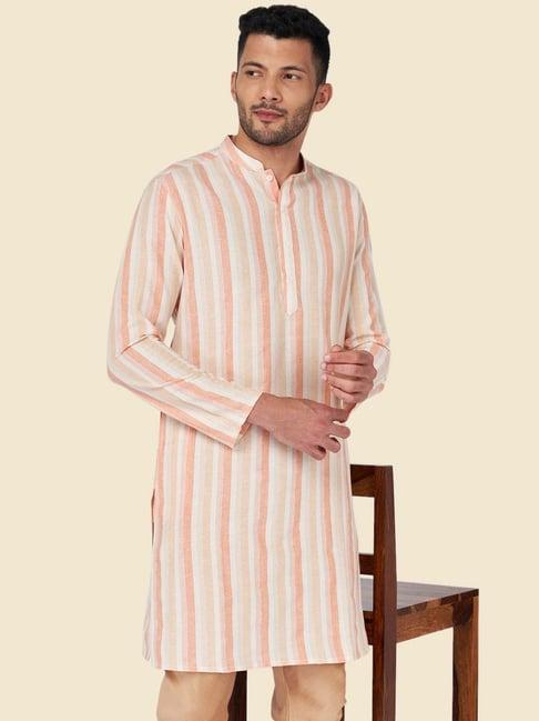 yu by pantaloons orange regular fit striped kurtas