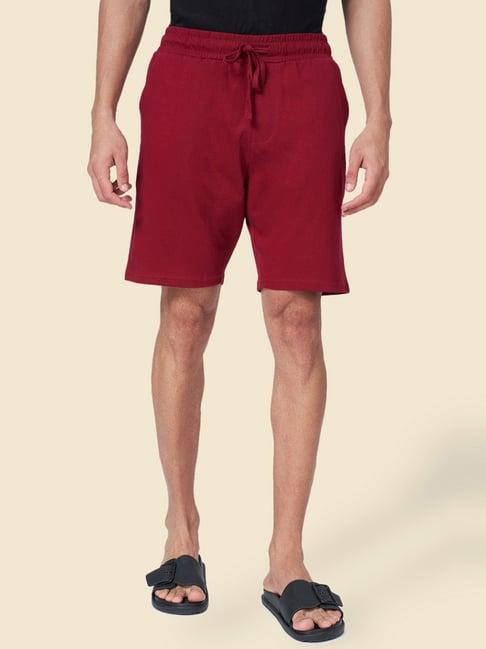 ajile by pantaloons wine cotton slim fit lounge shorts