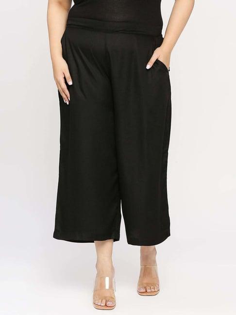 style quotient black mid rise trousers