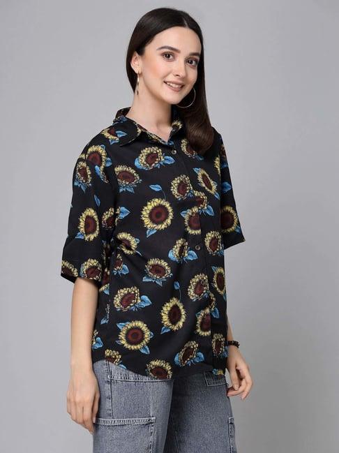 style quotient black printed shirt