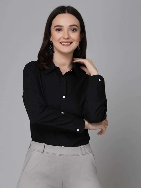 style quotient black regular fit shirt