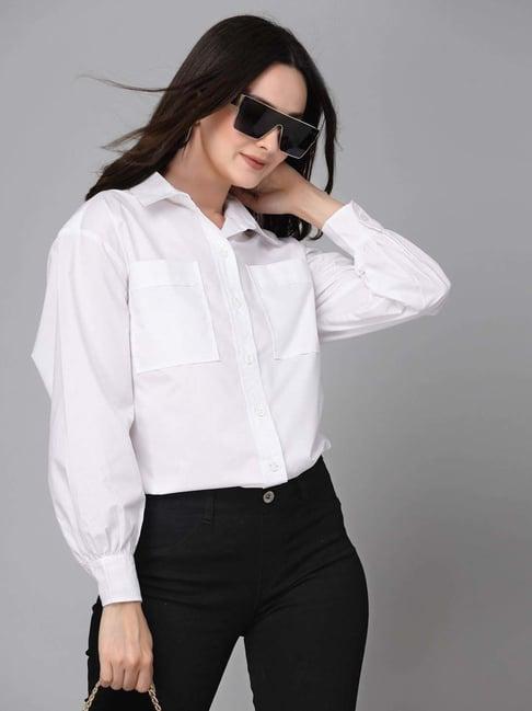 style quotient white boxy fit shirt