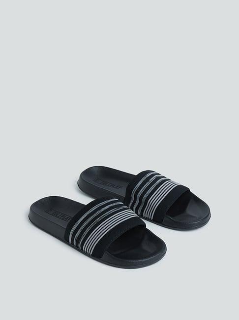 soleplay by westside black striped slides