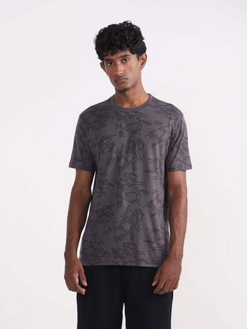 studiofit mens by westside printed grey slim fit t-shirt