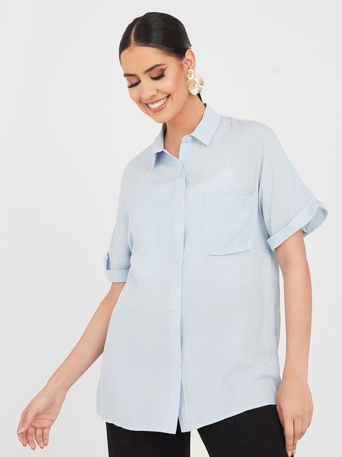 styli turn-up sleeve viscose relaxed fit shirt