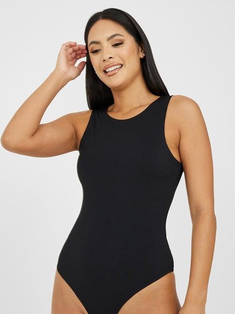 styli solid ribbed knit fitted bodysuit