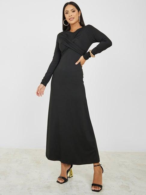 styli front cross detail a-line maxi dress