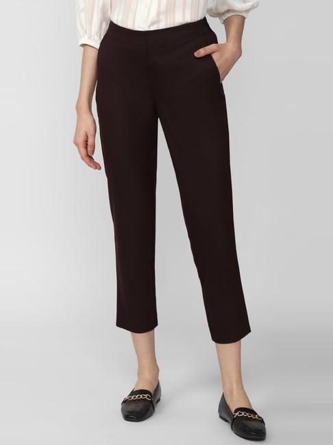 van heusen brown mid rise formal trousers