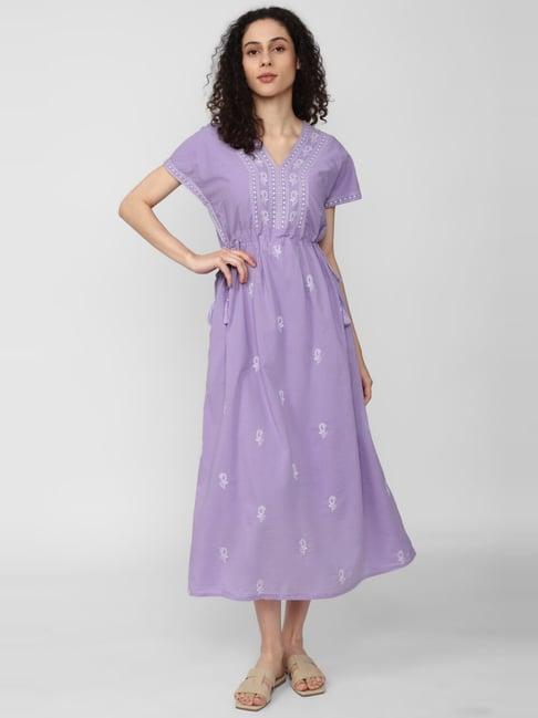 van heusen purple cotton printed maxi dress