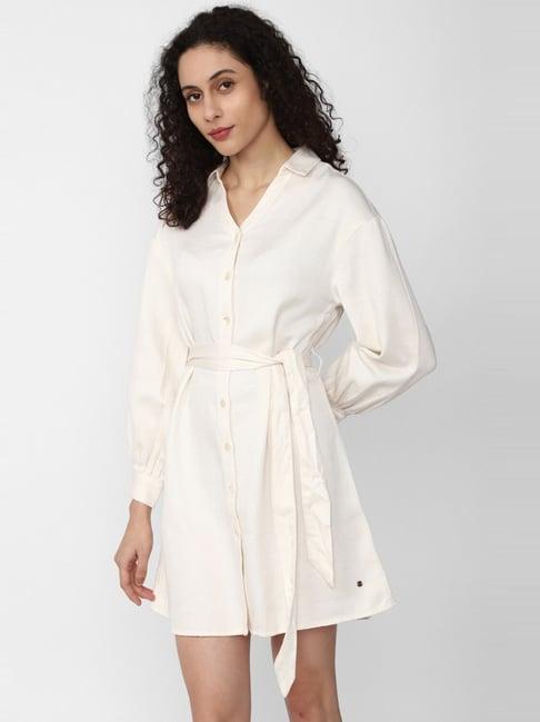 van heusen cream self pattern shirt dress