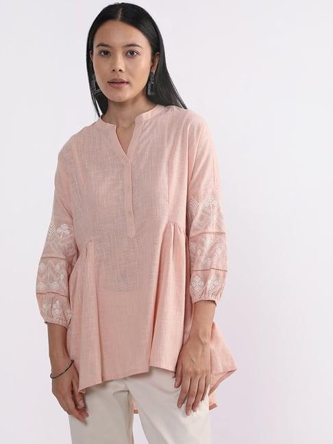 utsa by westside peach embroidery tunic