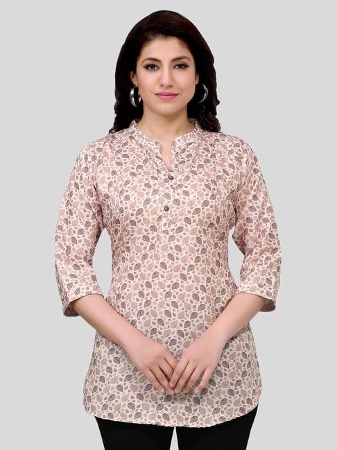 saree swarg peach printed a line short kurti