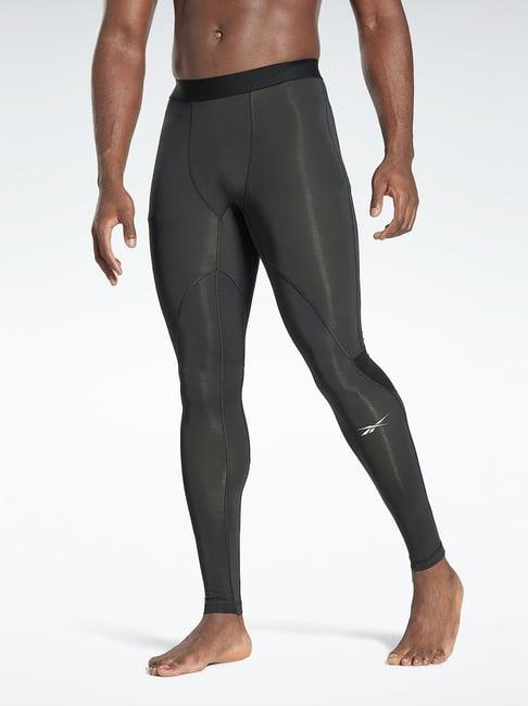 reebok black regular fit sports tights