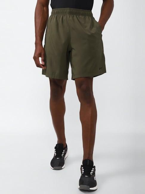 reebok green regular fit shorts