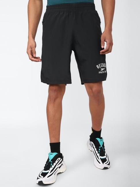 reebok black regular fit shorts