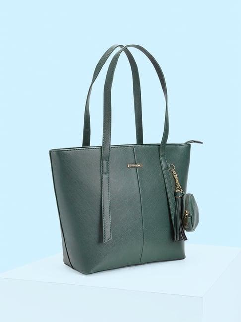 forever glam by pantaloons forest green medium tote bag