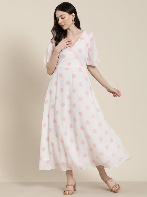 qurvii white polka dot maxi dress