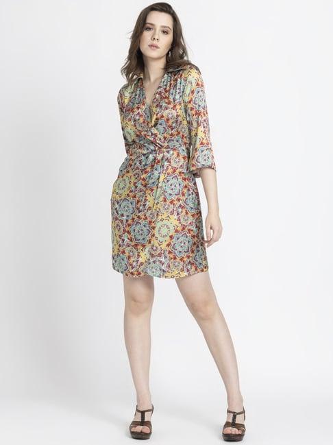 shaye multicolored printed a-line dress