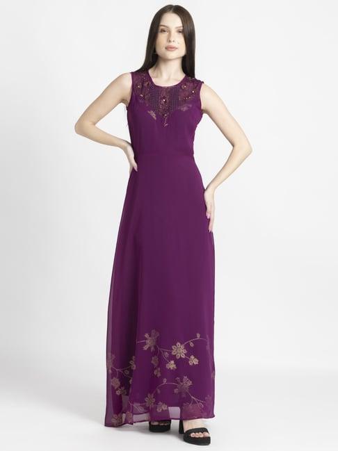 shaye purple embellished maxi dress