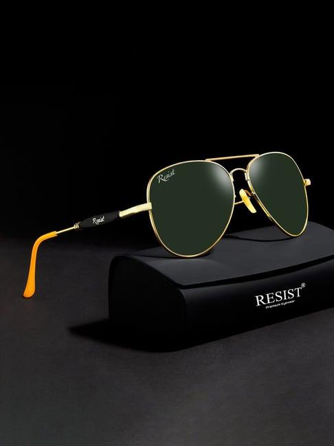 resist eyewear green aviator unisex sunglasses