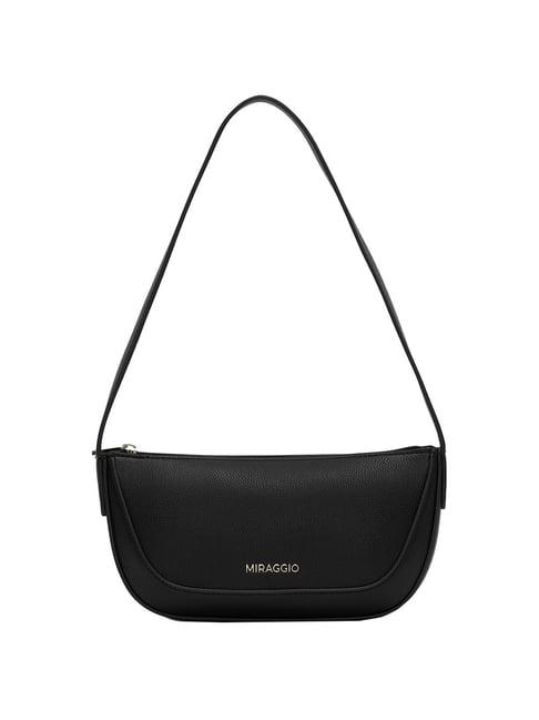 miraggio freya black solid small shoulder handbag