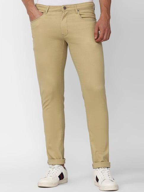 peter england casuals khaki cotton skinny fit chinos