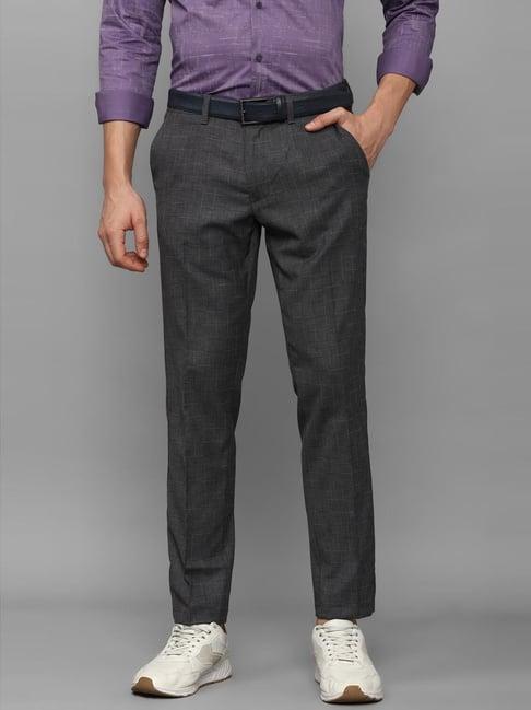 louis philippe sport grey slim fit checks trousers