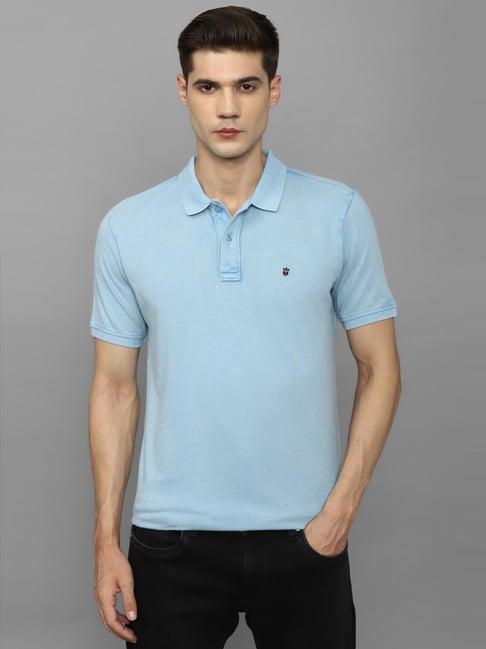 louis philippe jeans blue cotton slim fit polo t-shirt